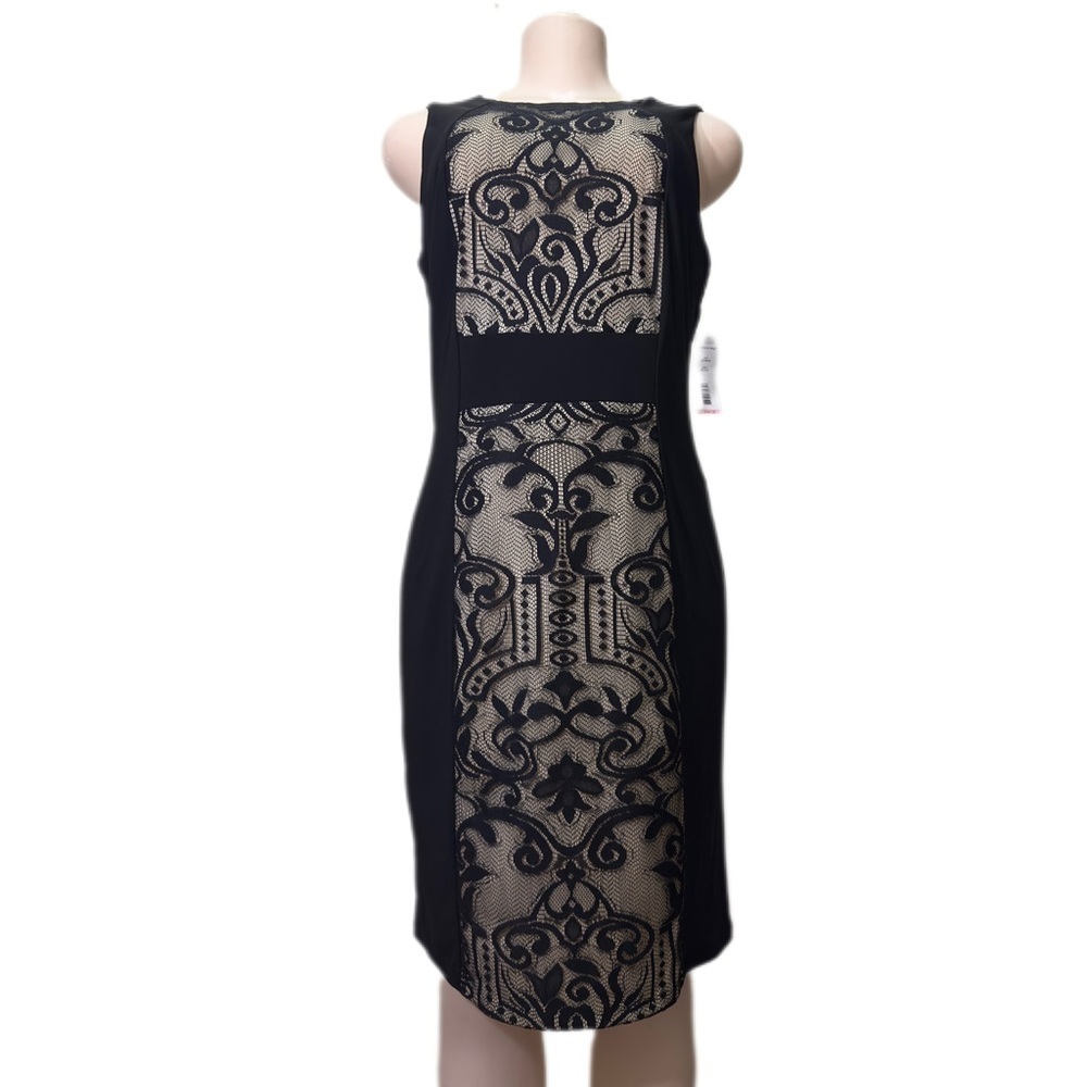 NWT Madison Leigh Black and Cream Lace Midi Dress